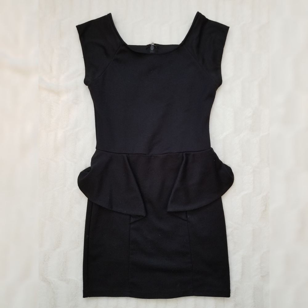 LAST CALL - Black Peplum Mini Skirt Dress